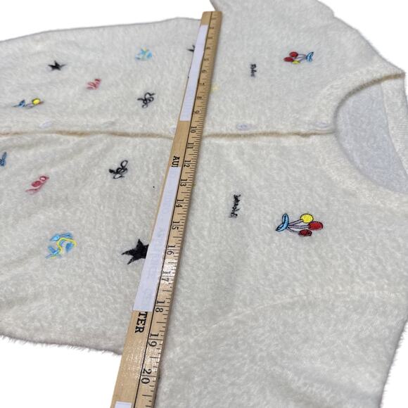 Cashmere&Wool White,Cardigan Sweater, Wmn SzS,embroidery,cottageCore Fuzzy Grany - Picture 16 of 16